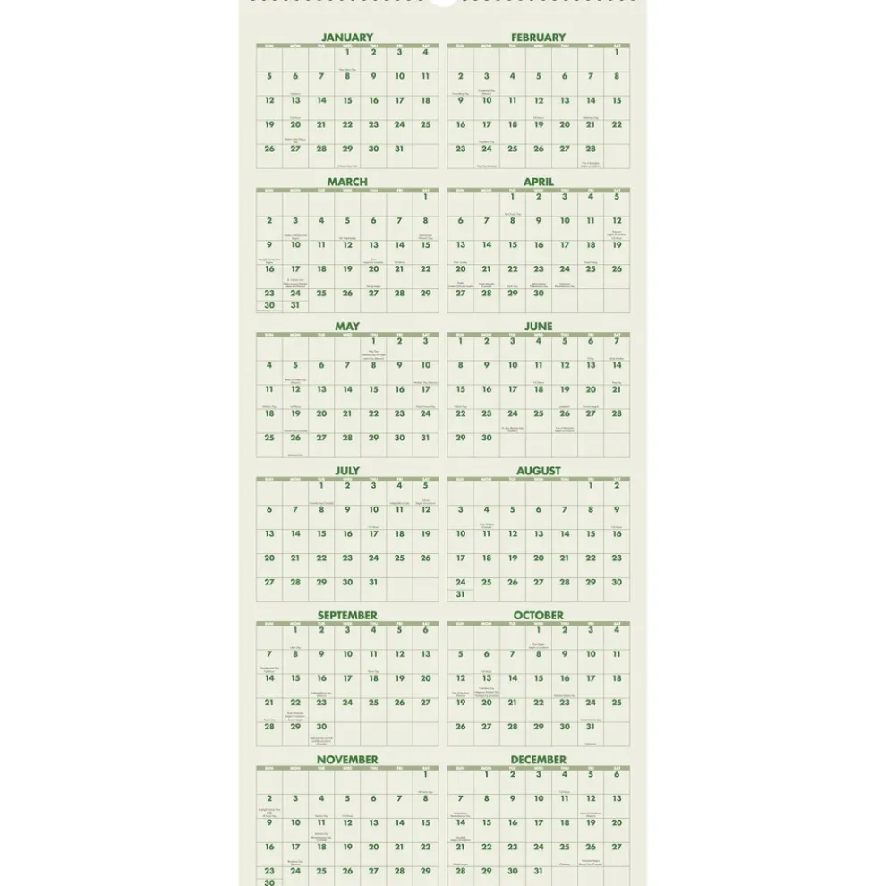 AT-A-GLANCE 14-Month: Dec 2025 to Jan 2027 Three-Month 12 in. x 27 in. Scenic Landscape Photography Wall Calendar - White Sheets