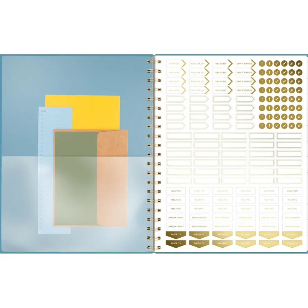 AT-A-GLANCE Workstyle 11 in. x 9.38 in. 12-Month (Jan to Dec) 2025 Geometric Artwork Weekly/Monthly Planner - Blue/Gold Cover