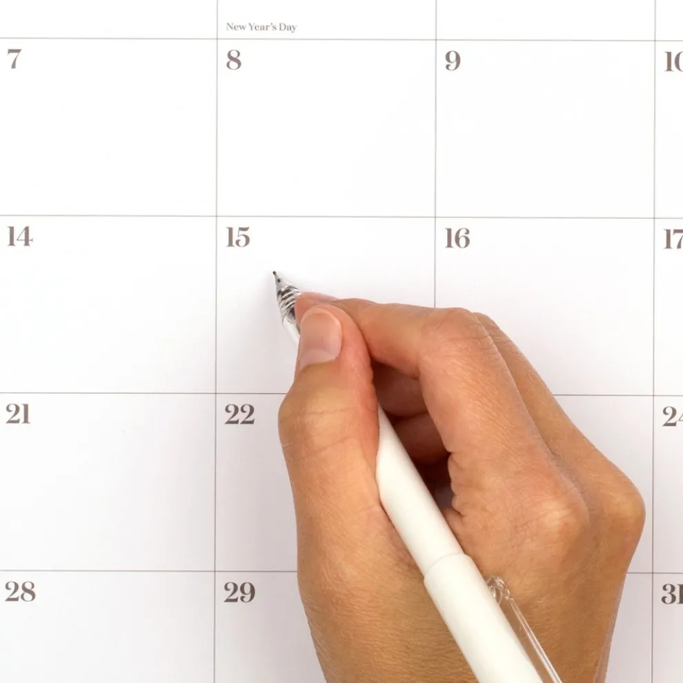 AT-A-GLANCE WorkStyle 15 in. x 12 in. 12-Month (Jan to Dec) 2025 Monthly Wall Calendar - White/Gold Sheets