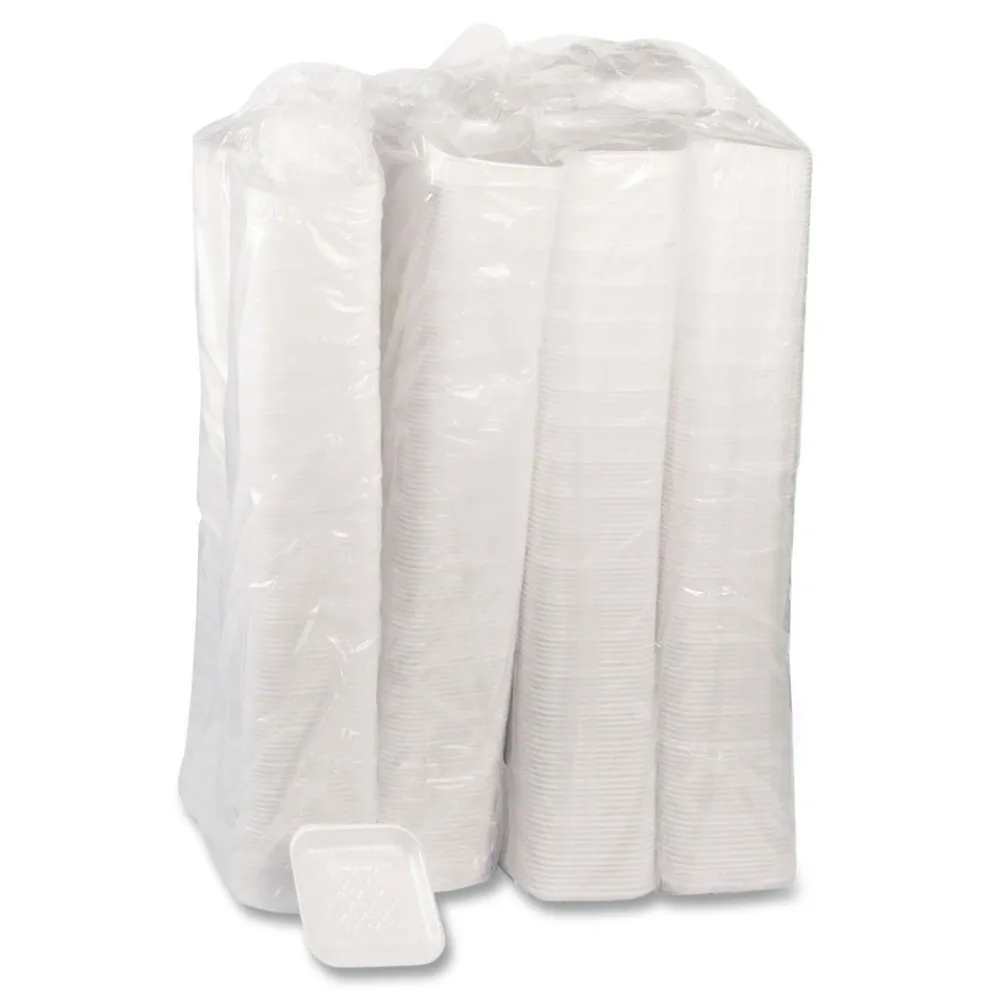 Pactiv Corp. 5.1 in. x 5.1 in. x 0.65 in. #1S Foam Supermarket Tray - White (1000/Carton)