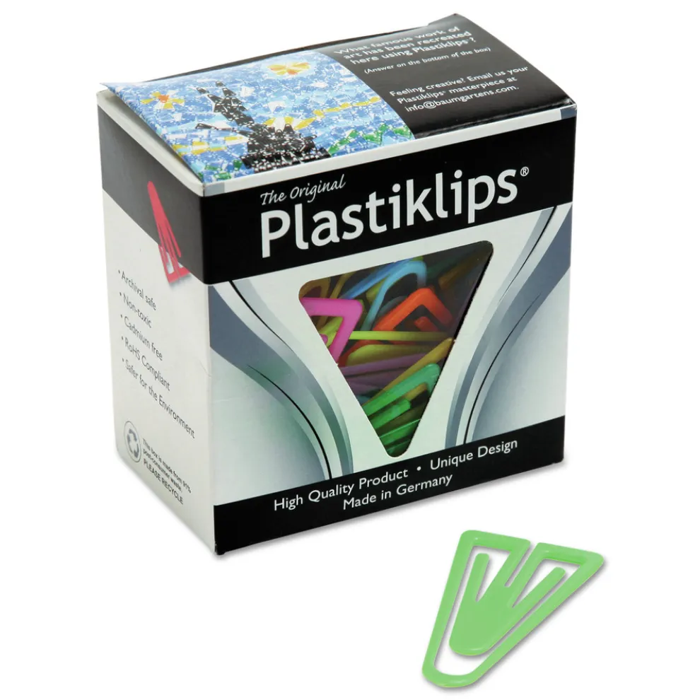 Baumgartens Plastiklips Smooth Paper Clips - Assorted Colors/Extra Large (50/Box)