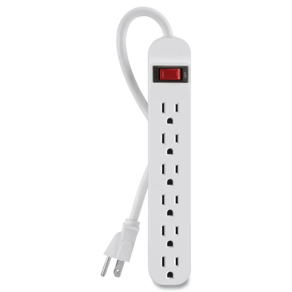 Belkin 6 Outlets 3 ft. Cord Power Strip - White