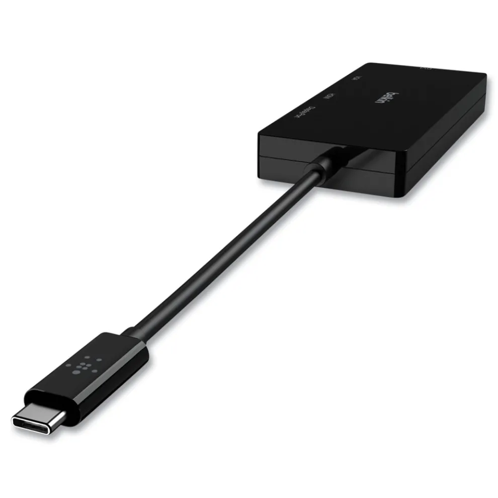 Belkin DisplayPort/DVI/HDMI/USB-C/VGA 4.33 in. USB-C Video Adapter - Black