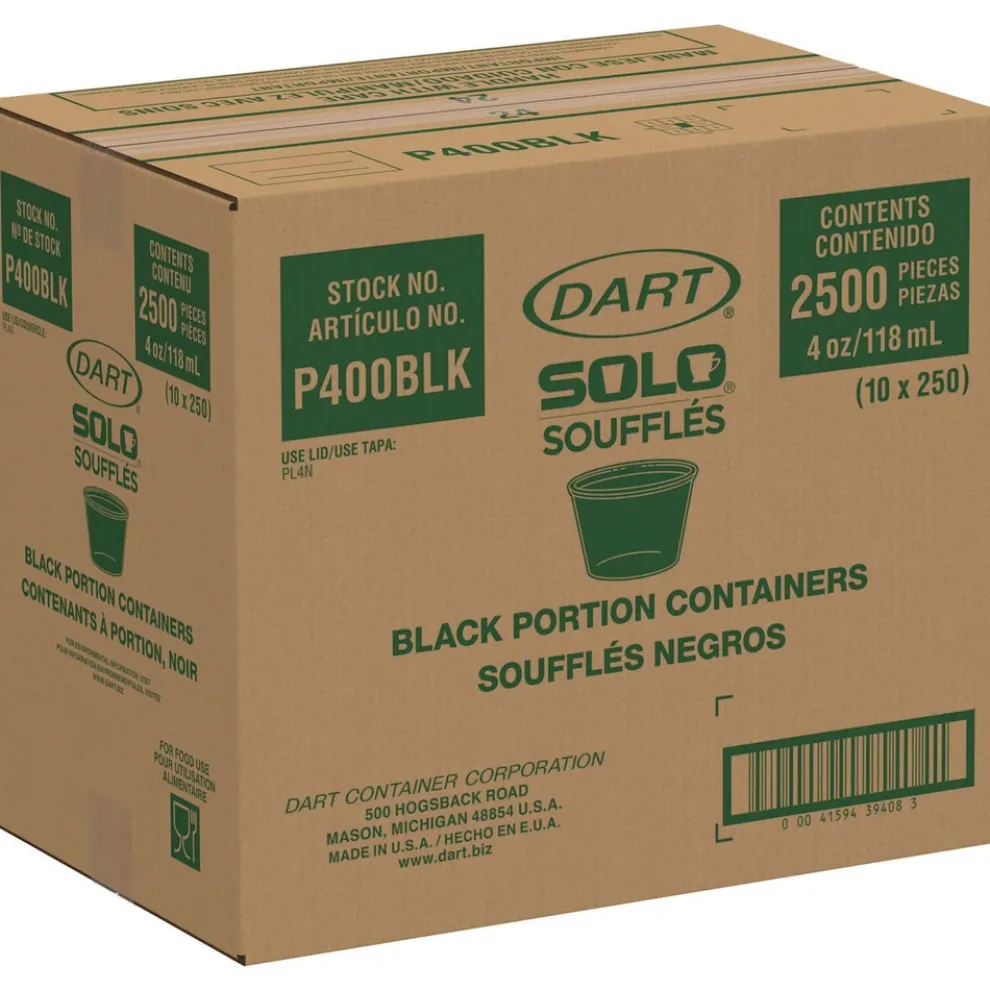 Dart 4 oz. Polystyrene Portion Cups - Black (2500/Carton)