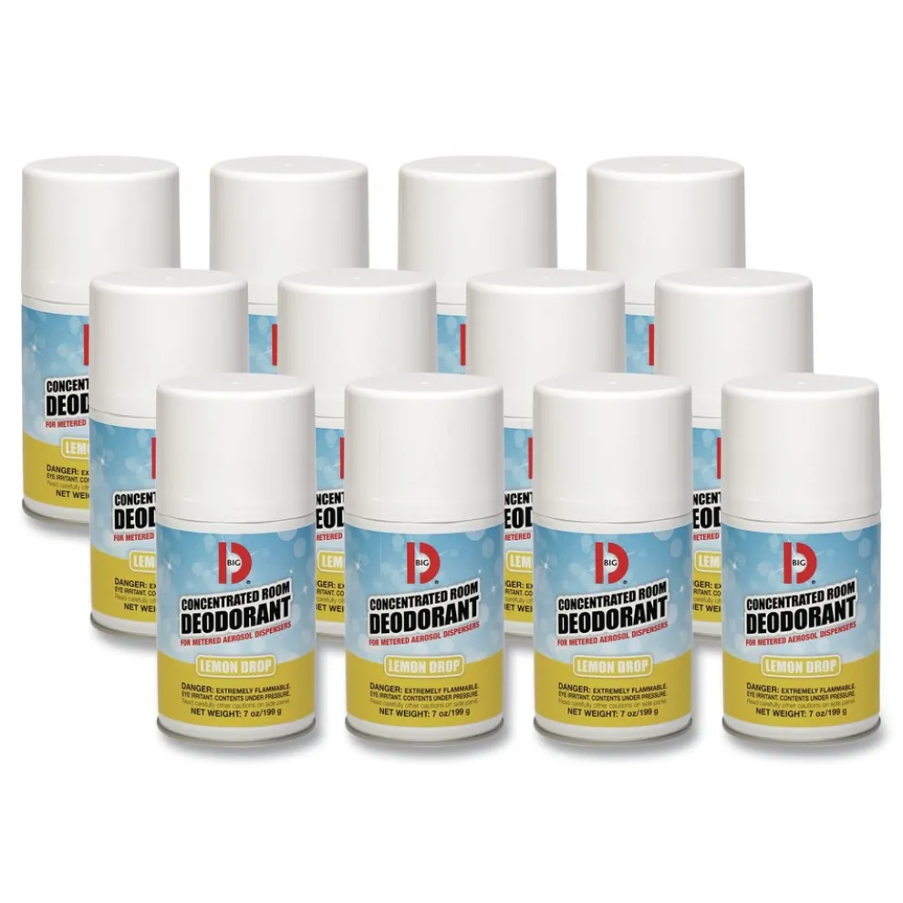 Big D Industries 7 oz Metered Concentrated Room Deodorant - Lemon Scent (12/Carton)