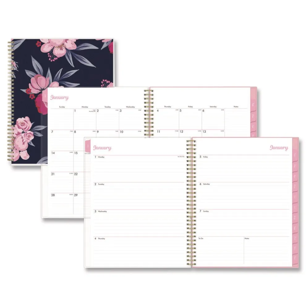Blue Sky 11 in. x 8.5 in. 12-Month (Jan to Dec): 2026 Mimi Pink Monthly Planner - Floral Artwork, Pink/Blue/Rose Cover
