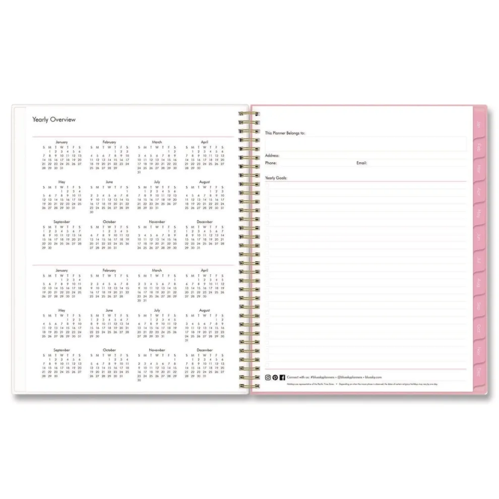 Blue Sky 11 in. x 8.5 in. 12-Month (Jan to Dec): 2026 Mimi Pink Monthly Planner - Floral Artwork, Pink/Blue/Rose Cover