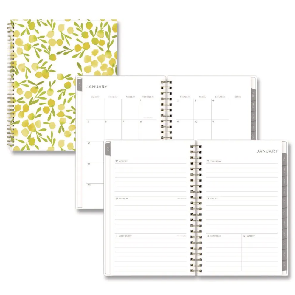 Blue Sky 8 in. x 5 in. 12-Month (Jan to Dec): 2026 Mimosa Weekly/Monthly Planner - Lemon Artwork, Yellow/Green/White Cover