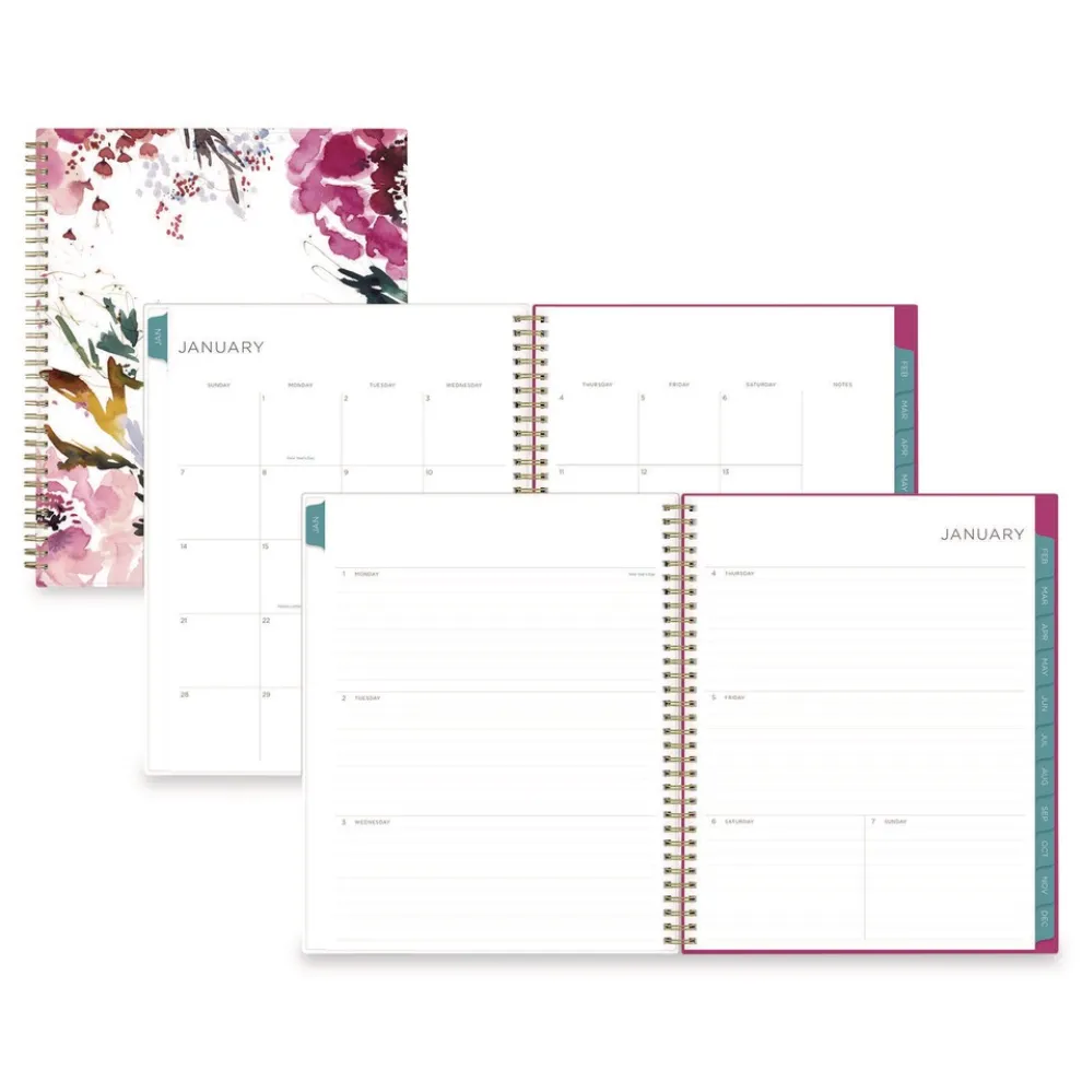 Blue Sky 11 in. x 8.5 in. 12-Month (Jan to Dec): 2026 Kelly Ventura Magenta Bloom Weekly/Monthly Planner - Floral Artwork, Multicolor Cover