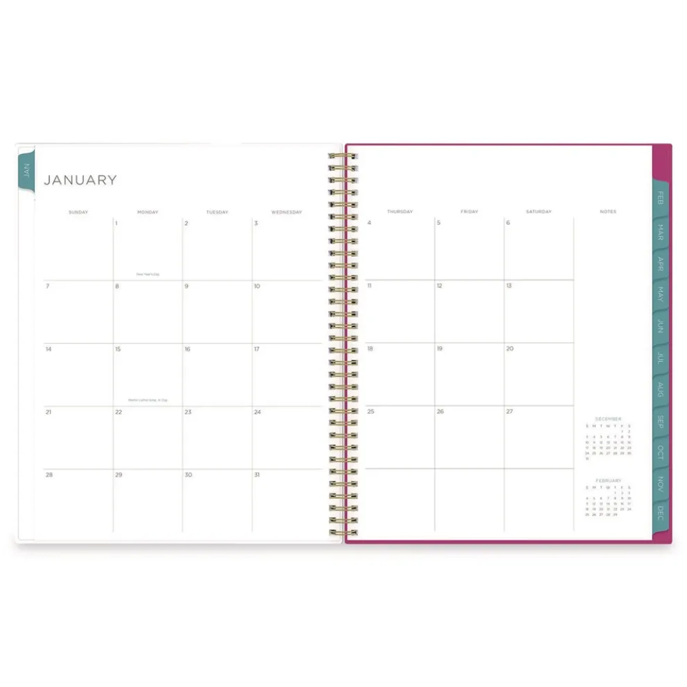 Blue Sky 11 in. x 8.5 in. 12-Month (Jan to Dec): 2026 Kelly Ventura Magenta Bloom Weekly/Monthly Planner - Floral Artwork, Multicolor Cover