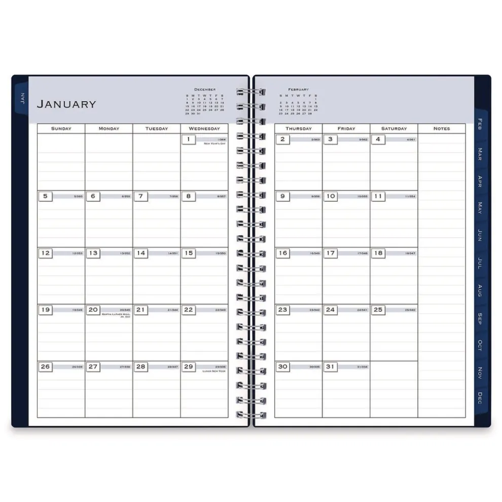 Blue Sky 8 in.x 5 in. 12-Month (Jan to Dec): 2026 Passages Weekly/Monthly Planner - Navy Cover