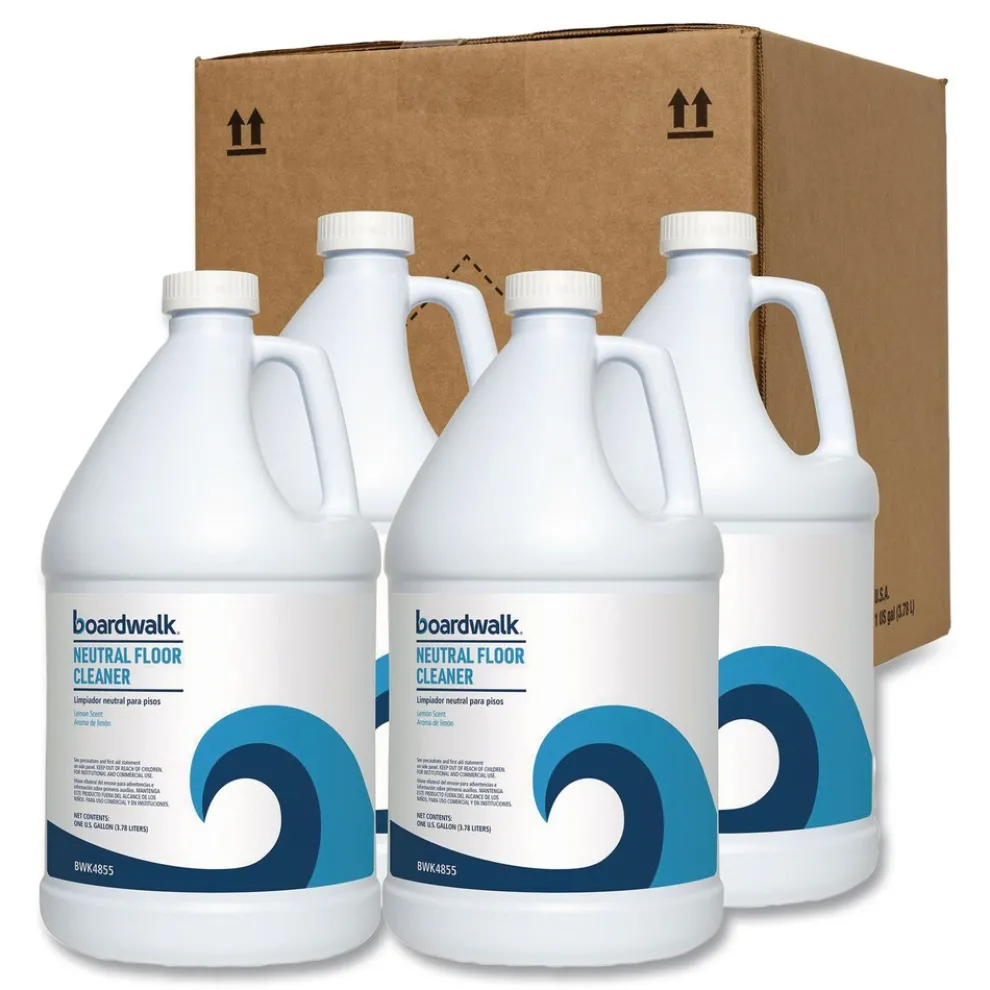 Boardwalk 1 Gallon Neutral Floor Cleaner - Lemon Scent (4/Carton)