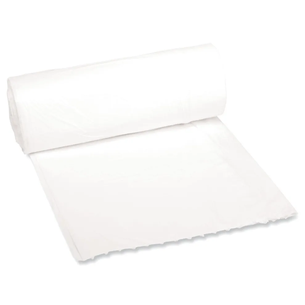 Boardwalk 16 Gallon 0.4 mil 24 in. x 32 in. Perforated Roll Low-Density Waste Can Liners - White (25 Bags/Roll, 20 Rolls/Carton)