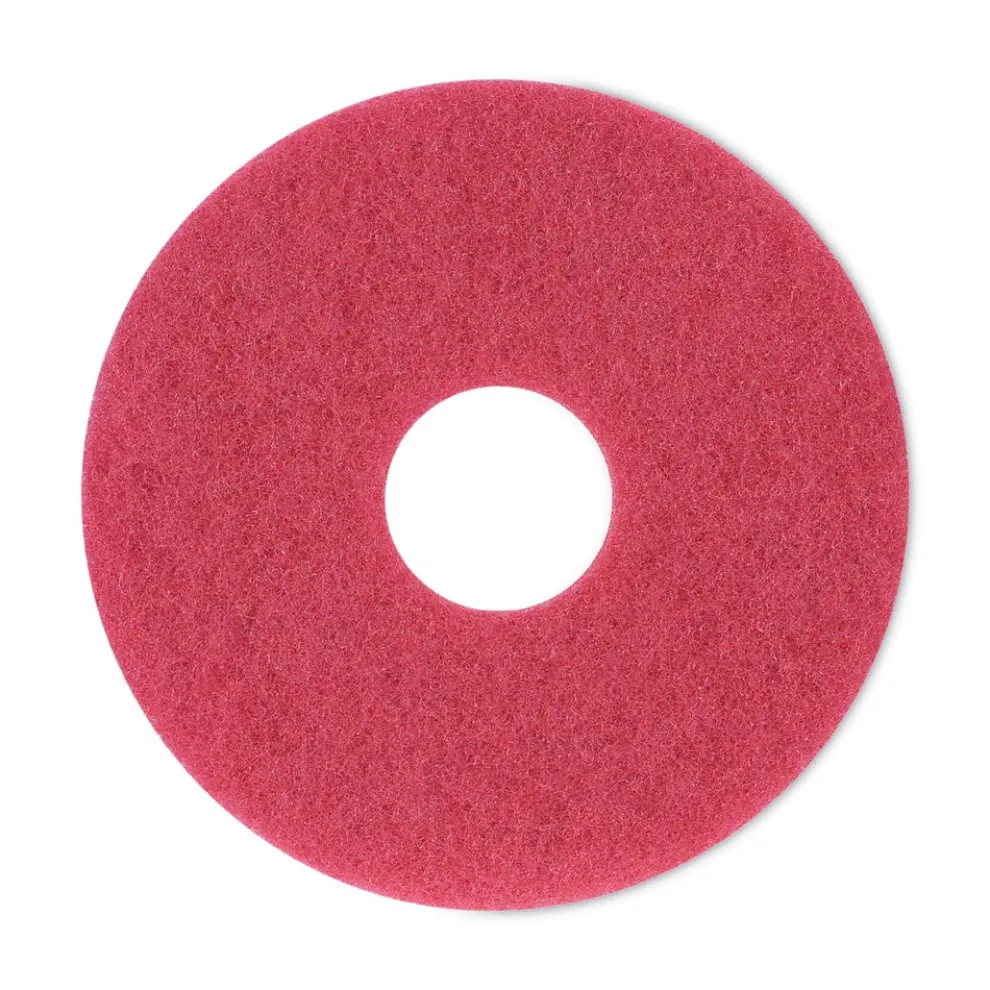 Boardwalk 12 in. Diameter Buffing Floor Pads - Red (5/Carton)