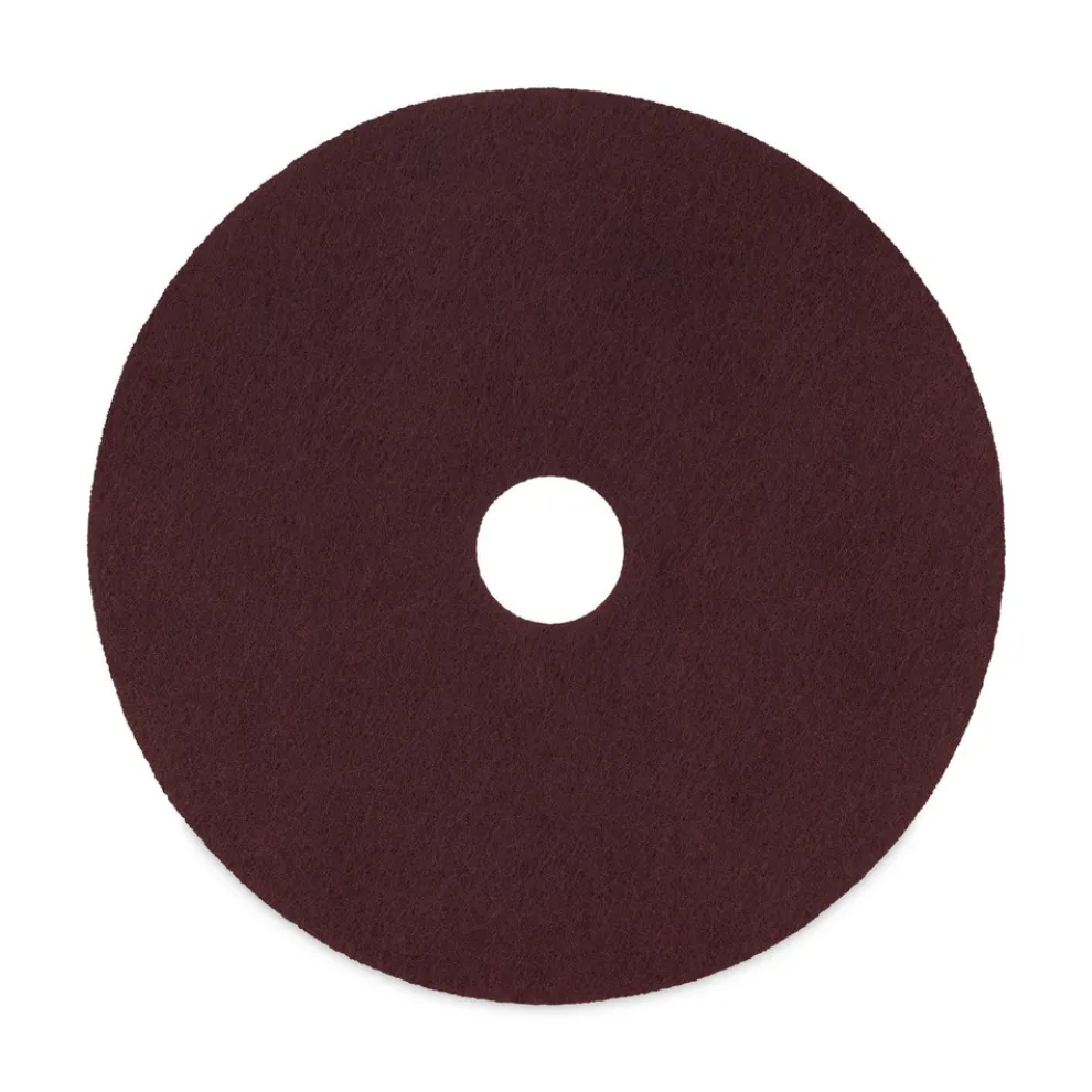 Boardwalk 16 in. Diameter Deep Scrub Pads - Maroon (10/Carton)