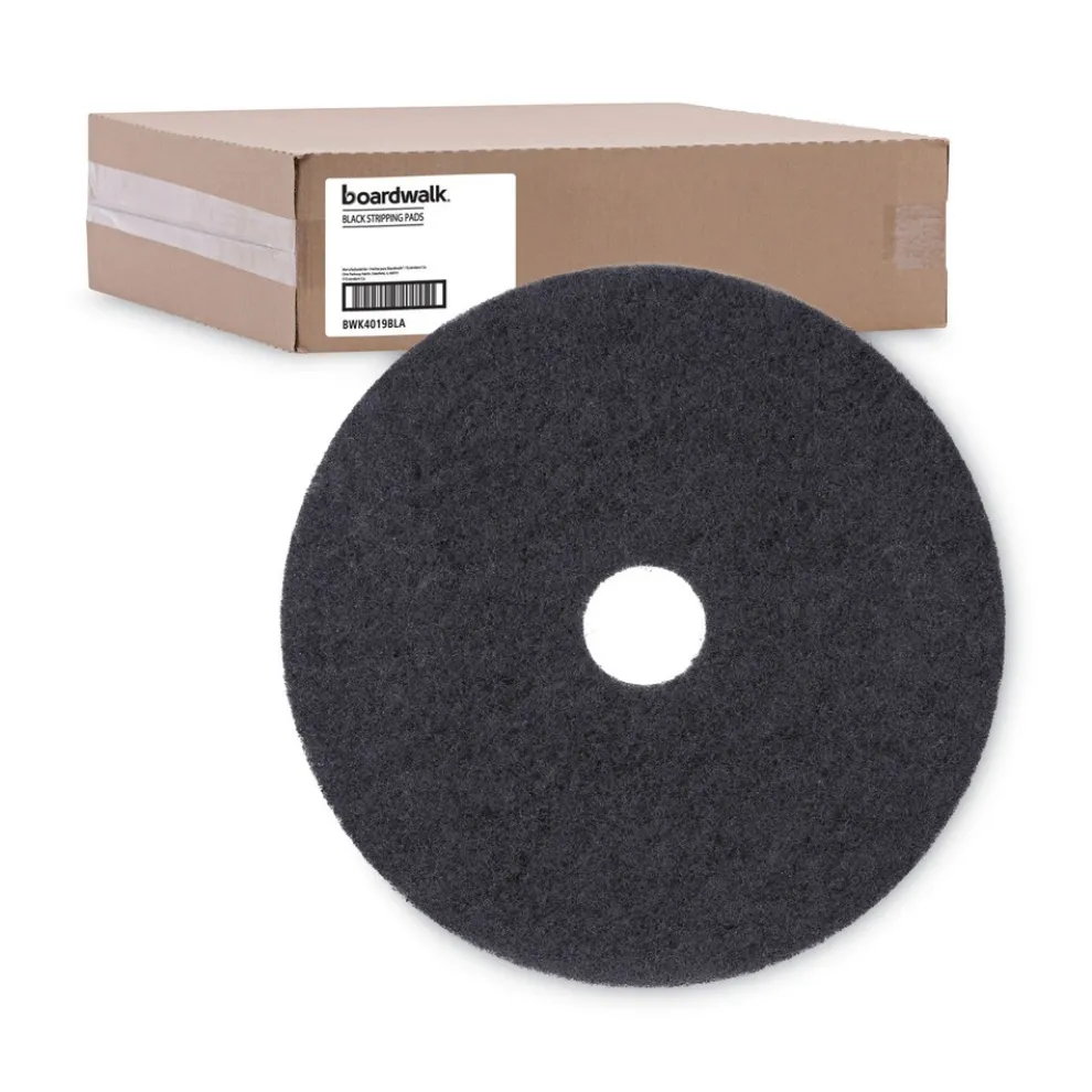 Boardwalk 19 in. Diameter Stripping Floor Pads - Black (5/Carton)