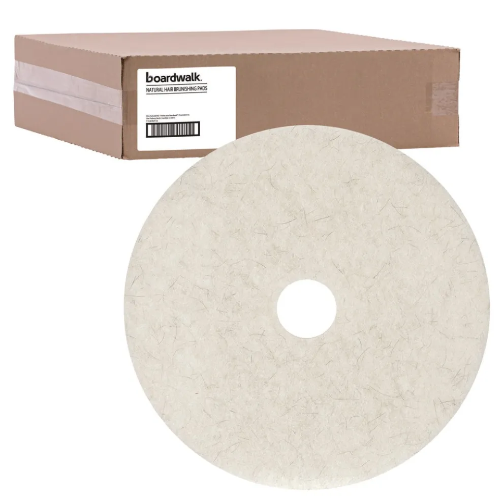 Boardwalk 24 in. Diameter Natural Burnishing Floor Pads - White (5/Carton)