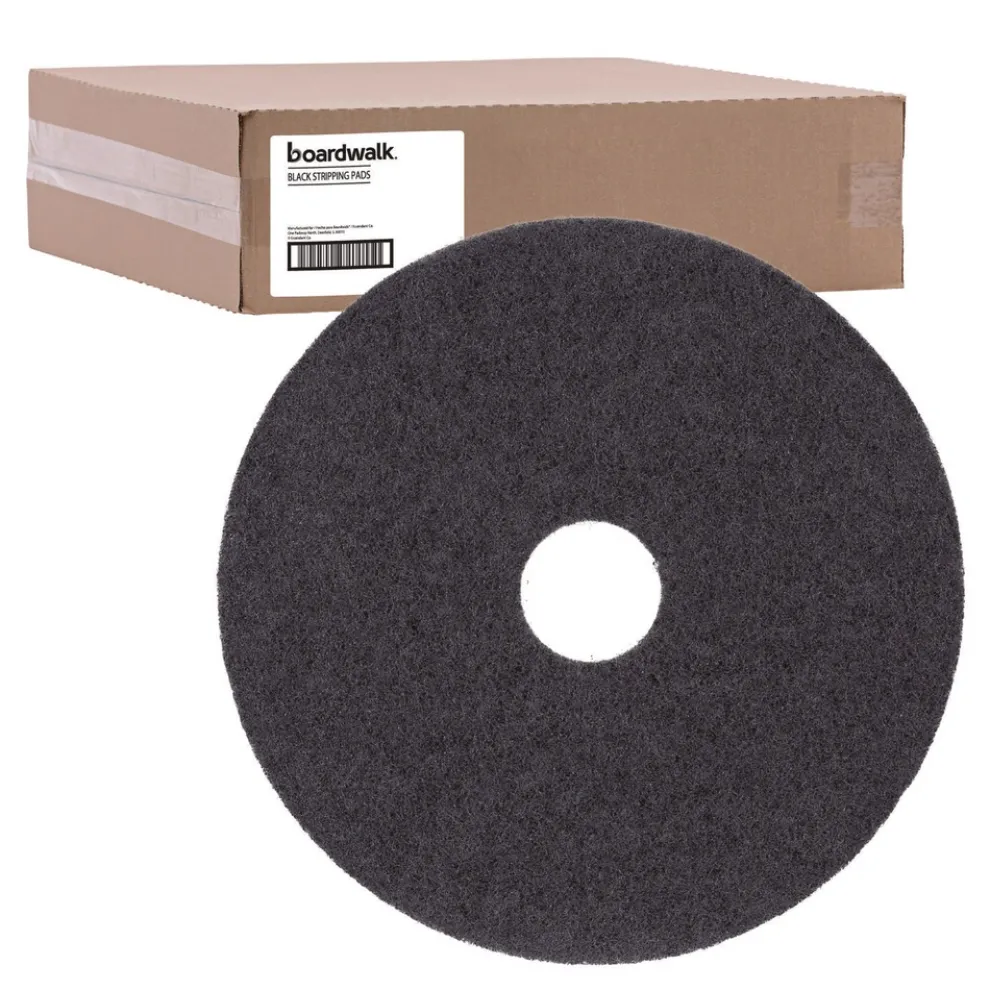 Boardwalk 15 in. Diameter Stripping Floor Pads - Black (5/Carton)