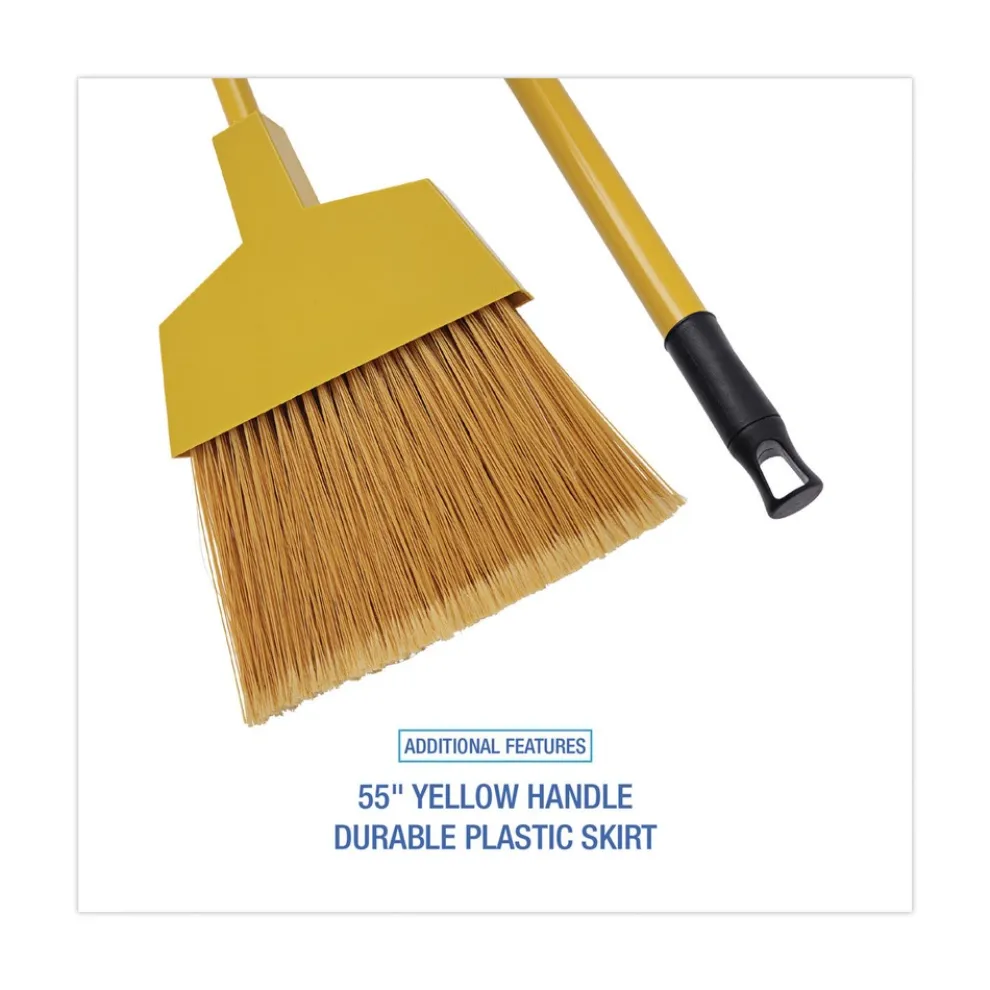 Boardwalk 55 in. Handle Corn Fiber Angled-Head Lobby Brooms - Yellow (12/Carton)