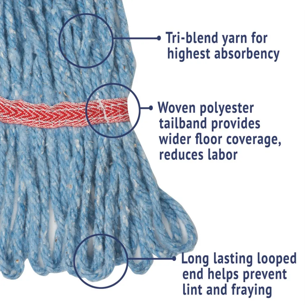 Boardwalk 5 in. Super Loop Cotton/Synthetic Fiber Wet Mop Head - Large, Blue