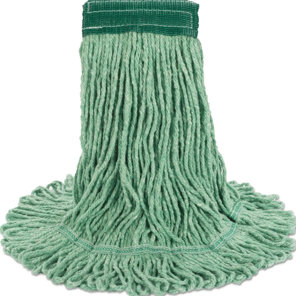 Boardwalk 5 in. Super Loop Cotton/Synthetic Fiber Wet Mop Head - Medium, Green (12/Carton)