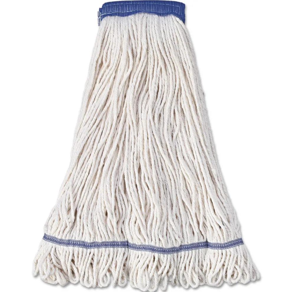 Boardwalk 5 in. Super Loop Cotton/Synthetic Fiber Wet Mop Head - X-Large, White (12/Carton)