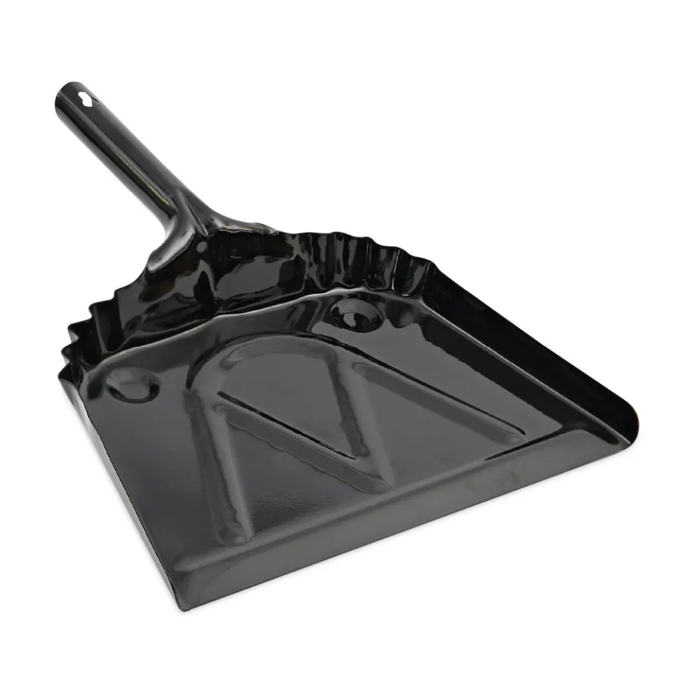 Boardwalk 12 in. Wide Metal Dust Pan with 2 in. Handle - Black