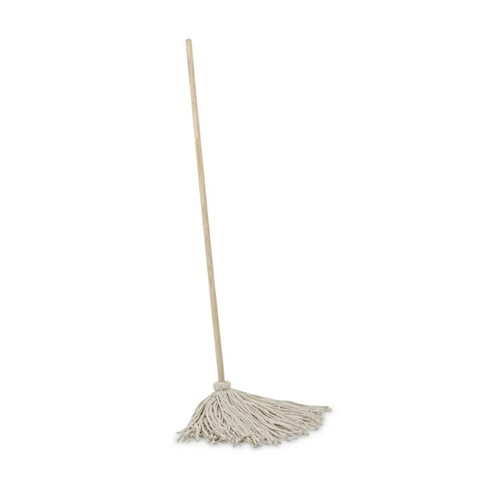 Boardwalk 50 in. Wood Handle #24 Cotton Head Deck Mop - White (6/Carton)