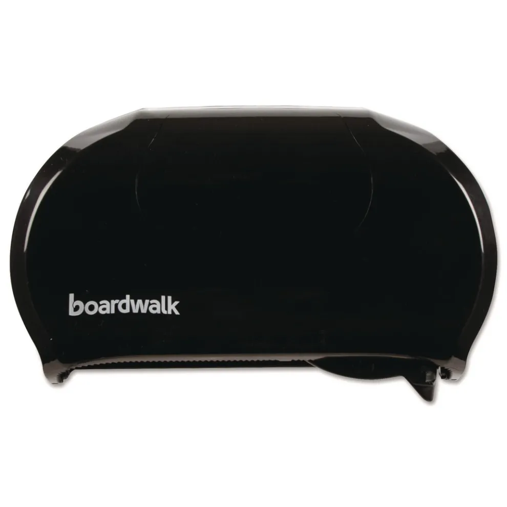 Boardwalk 13 in. x 6.75 in. x 8.75 in. Standard Twin Toilet Tissue Dispenser - Black