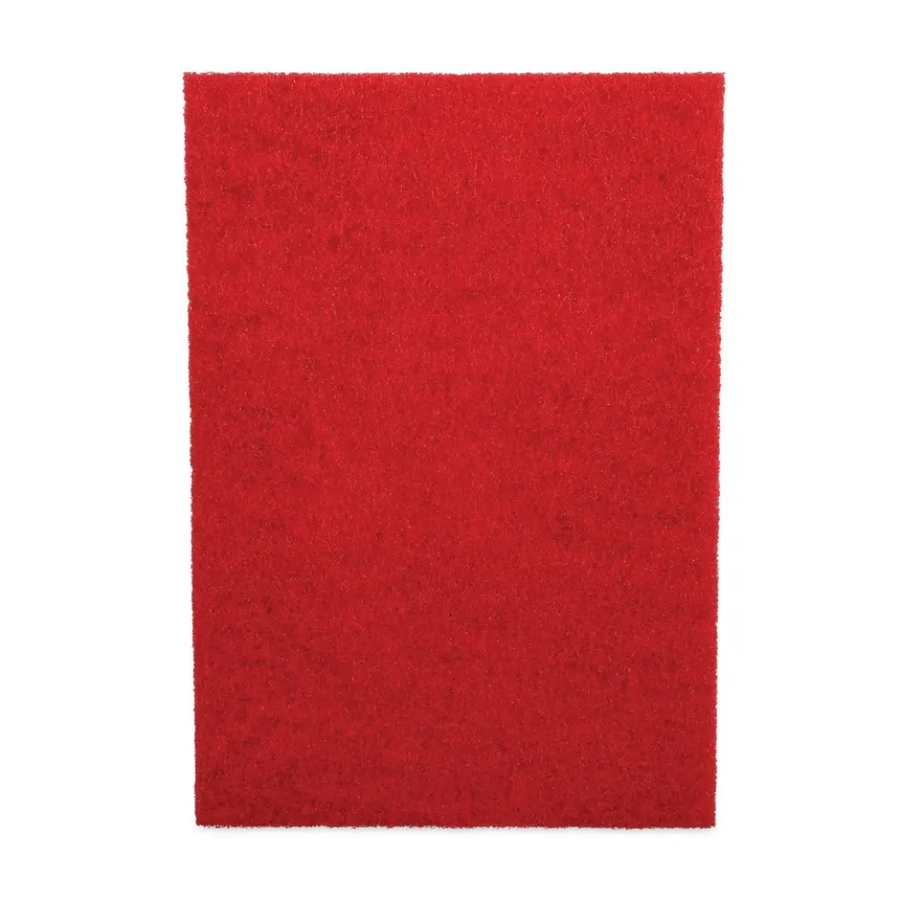 Boardwalk 20 in. x 14 in. Buffing Floor Pads - Red (10/Carton)