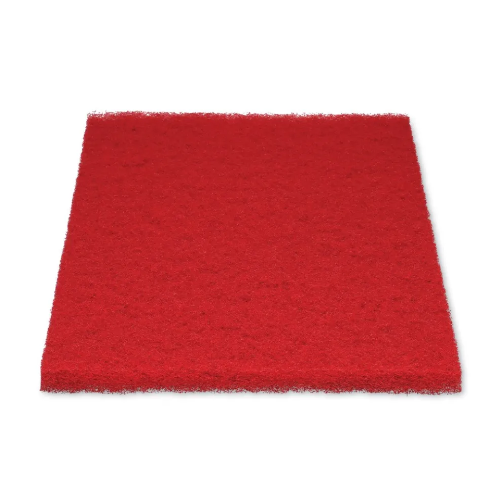 Boardwalk 28 in. x 14 in. Buffing Floor Pads - Red (10/Carton)