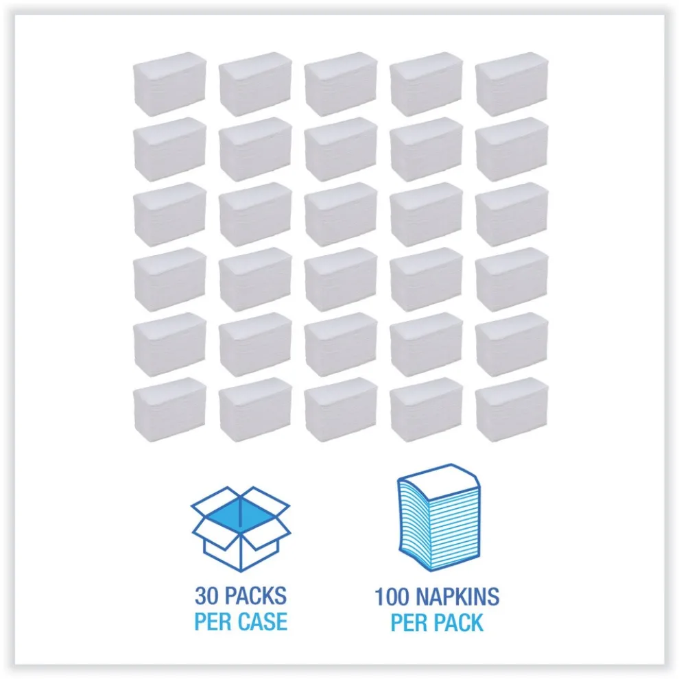 Boardwalk 17 in. x 15 in. 2-Ply Dinner Napkin - White (3000/Carton)