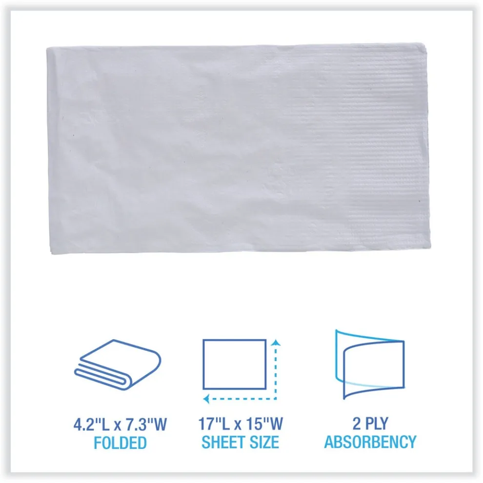 Boardwalk 17 in. x 15 in. 2-Ply Dinner Napkin - White (3000/Carton)