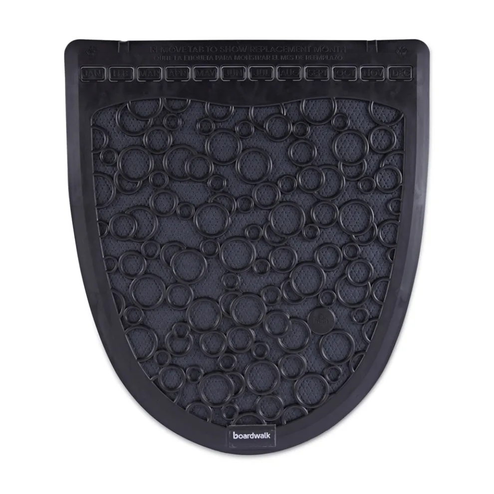 Boardwalk 17.5 in. x 20 in. 2.0 Rubber Urinal Mat - Black (6/Carton)