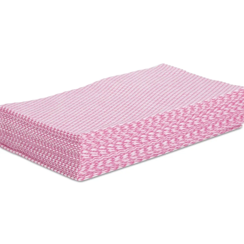 Boardwalk 12 in. x 21 in. Foodservice Wipers - Pink/White (200/Carton)