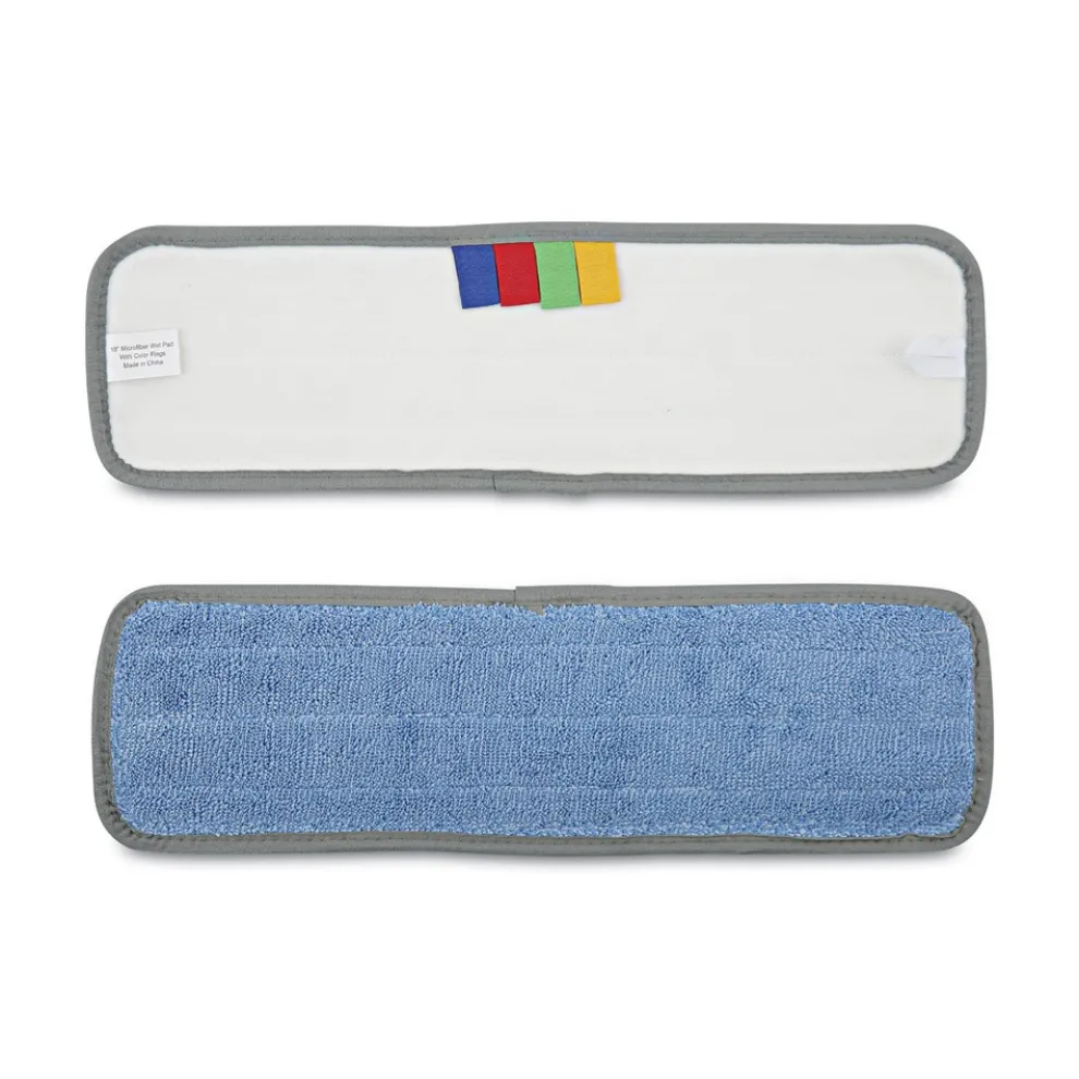 Boardwalk 18 in. x 5 in. Hook and Loop Back Split Microfiber Mop Head - Blue (1 Dozen)