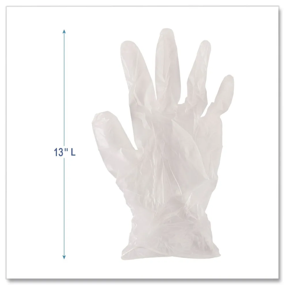 Boardwalk 2.6 mil 13 in. Long Powder-Free General Purpose Vinyl Gloves - Medium, Clear (100/Box)