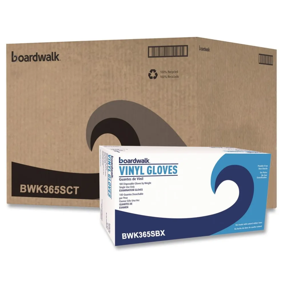 Boardwalk 2.6 mil 9.5 in. Long Powder-Free General Purpose Vinyl Gloves - Small, Clear (100/Box, 10 Boxes/Carton)