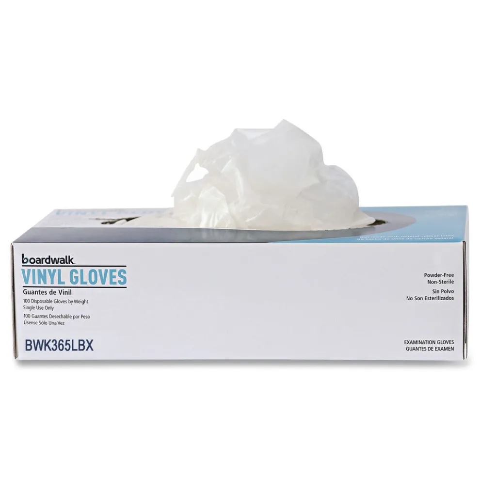Boardwalk 2.6 mil 9.5 in. Long Powder-Free General Purpose Vinyl Gloves - Large, Clear (100/Box, 10 Boxes/Carton)