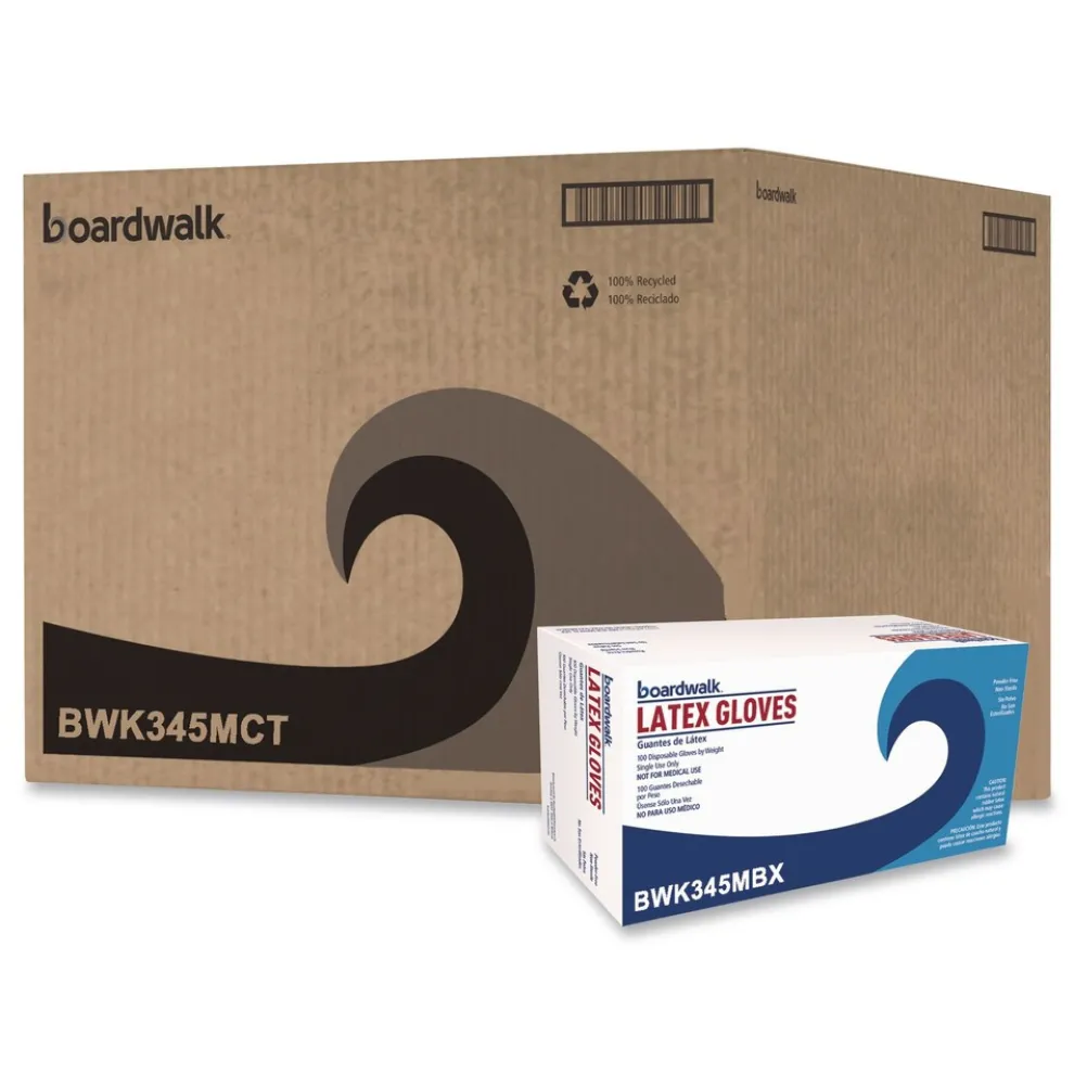 Boardwalk 4.4 mil 9.5 in. Long Powder-Free General-Purpose Latex Gloves - Medium, Natural (100/Box, 10 Boxes/Carton)