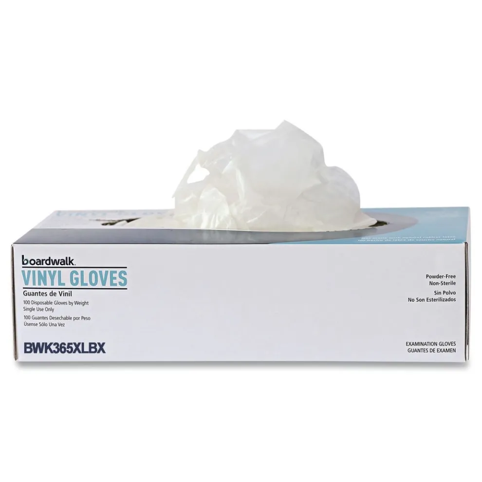 Boardwalk 2.6 mil 9.5 in. Long Powder-Free General Purpose Vinyl Gloves - Extra Large, Clear (100/Box, 10 Boxes/Carton)
