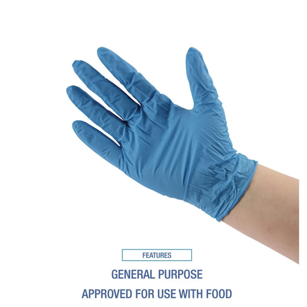 Boardwalk 5 mil Disposable General-Purpose Powder-Free Nitrile Gloves - Large, Blue (100/Box)