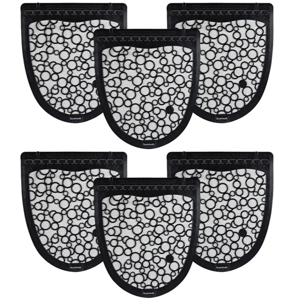 Boardwalk 17.5 x 20 Slip-Resistant Disposable Urinal Floor Mat 2.0 - Black/White (6/Carton)