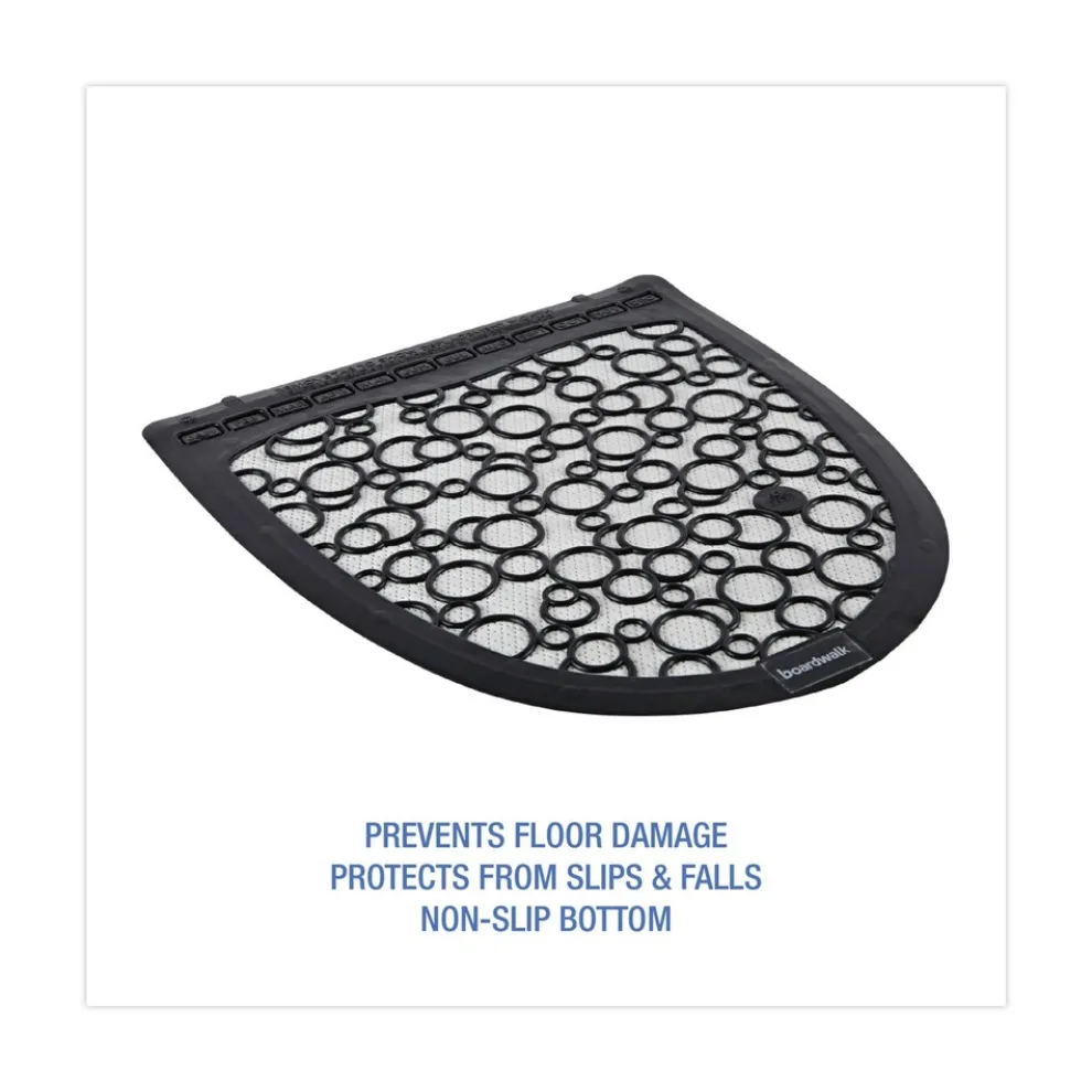 Boardwalk 17.5 x 20 Slip-Resistant Disposable Urinal Floor Mat 2.0 - Black/White (6/Carton)