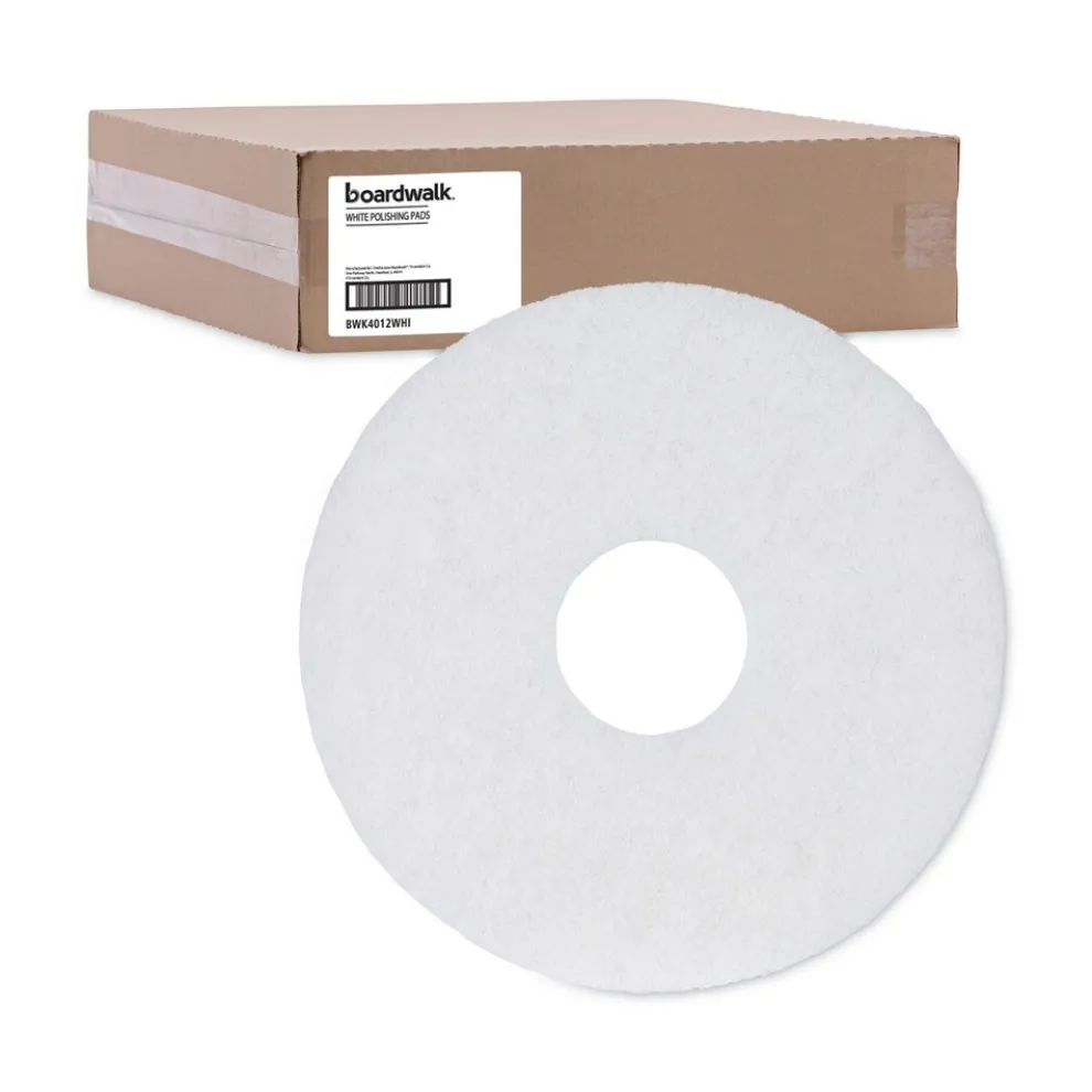 Boardwalk BWK4012WHI 12 in. Diameter Polishing Floor Pads - White (5/Carton)