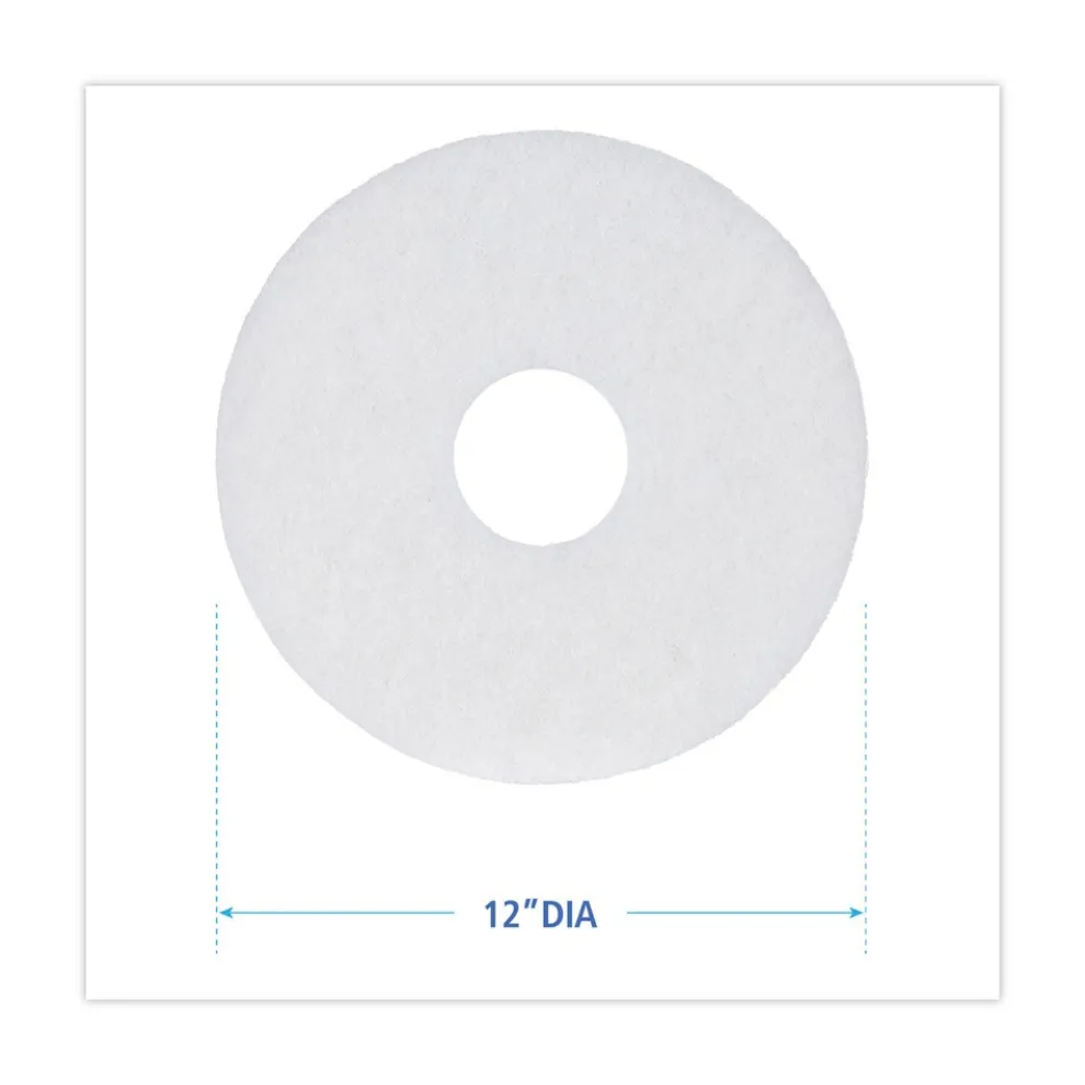Boardwalk BWK4012WHI 12 in. Diameter Polishing Floor Pads - White (5/Carton)