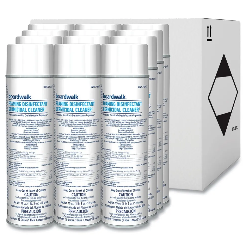 Boardwalk CP873BOARDWK 19 oz. Aerosol Can Foaming Disinfectant Germicidal Cleaner - Flowery Scent (12/Carton)
