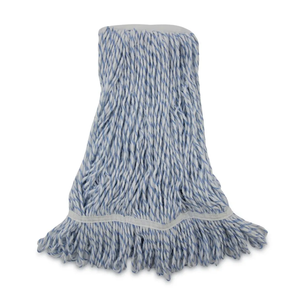 Boardwalk Narrow Floor Finish Rayon/Polyester Mop Head - Medium, White/Blue (12/Carton)