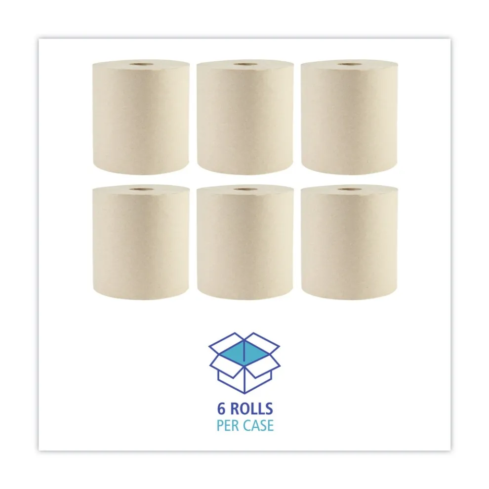 Boardwalk 1-Ply 8 in. x 800 ft. Green Xtra Roll Towels - Natural (6 Rolls/Carton)