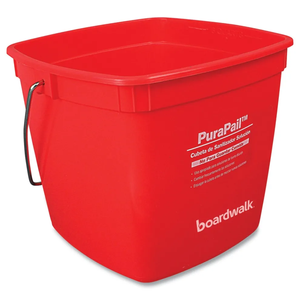 Boardwalk PuraPail 6 qt. Polypropylene Bucket - Red/White